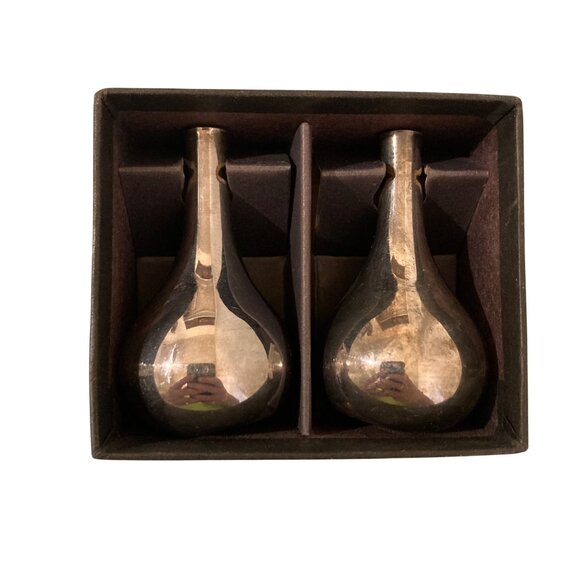 Dansk Nickel Plated Onion Tiny Taper Holders With Box A Jens Quistgaard Design - Picture 1 of 6